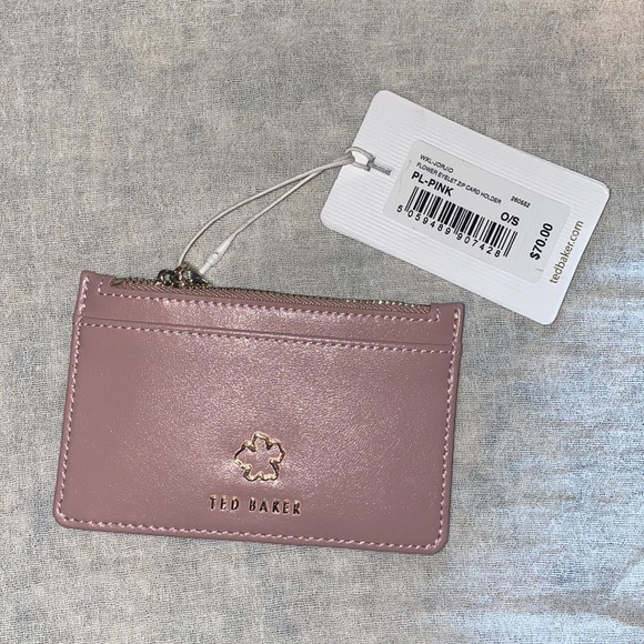 TED BAKER LONDON Jorjana Flower Eyelet Leather Zip Card Holder - Picture 4 of 11